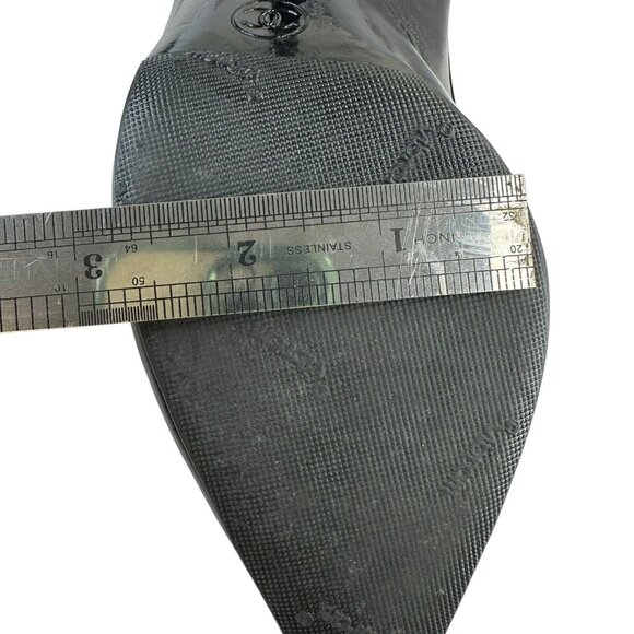 Chanel Shoes Slingback Heel Pumps Size 36/5.5 Black Leather Slip-On Pointed Toe - Picture 15 of 16